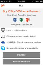 You get the rights to 5 mobile devices with a Home Premium subscription (not counting Windows Phone, which comes with the Office Mobile app installed), in addition to the full client on 5 PCs and Macs. Mac users get Office 2011 for Mac OS X.