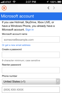 If you purchase an Office subscription plan in-app, you'll need to create a Microsoft ID.
